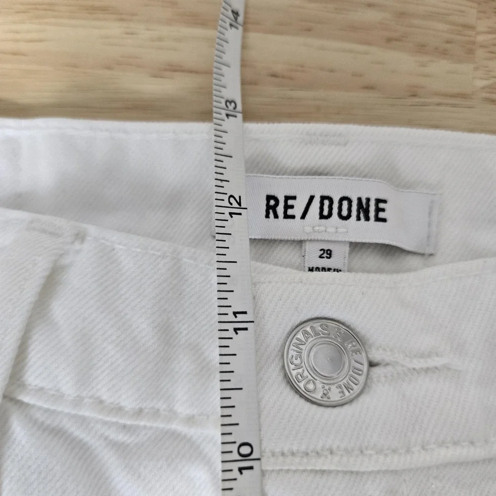 RE/DONE Jeans Womens 29 White‎ Distressed Straight Leg High Rise Denim Pants